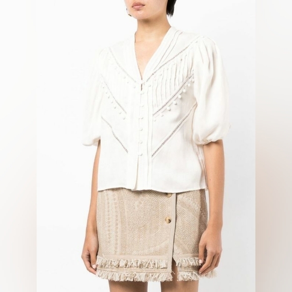 IRO Paris Poyra Puff-Sleeves Shirt, Size 38 (M/6) - Picture 2 of 10